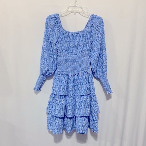 SHEIN tiered dress smocking midriff /sleeves square neck/off the shoulders Sz M - Picture 11 of 11